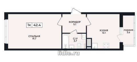 1-к квартира - бабочка